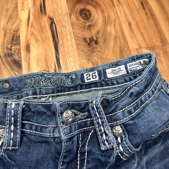Miss Me Lace Pocket Bootcut Jeans Woman’s Size 26 Y2K  Early 2000s Dark Wash - Picture 5 of 13